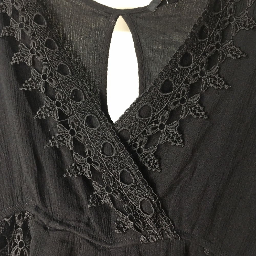 Black lace detail romper